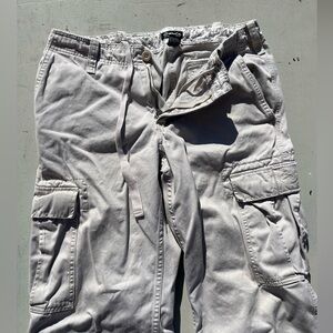 Men's Vintage Kirra Cargo Pants Beige 32 Y2K Street Hip Hop Skateboard Wide Leg